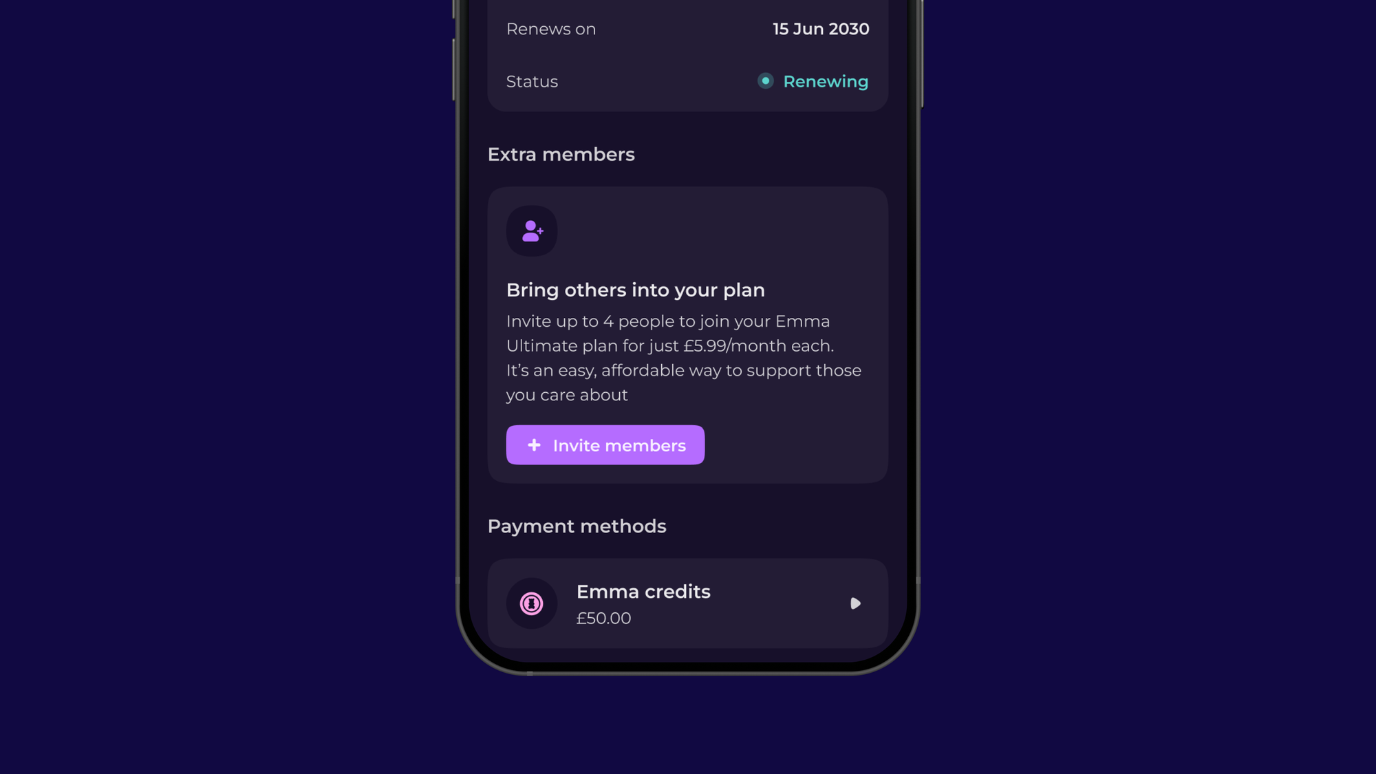 A group of friends smiles while using a shared Emma plan, illustrating how easy it is to manage finances and save together.